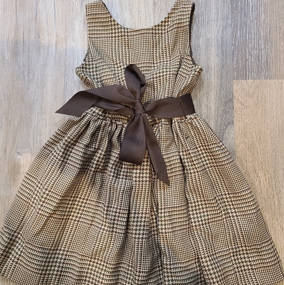 Ralph Lauren Brown Checkered Kids Dress